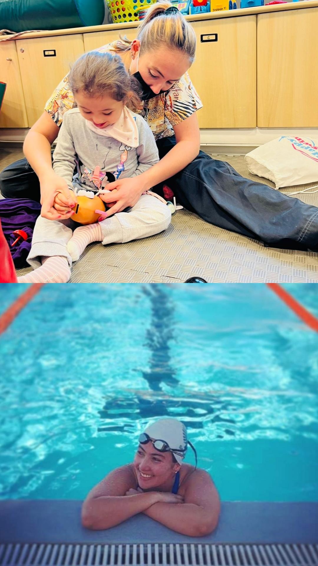 Whitney leaning against a railing on a downtown street